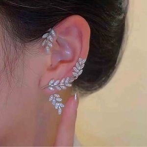 Set of two Boho Cz Leaf Ear Climber Earrings wraps